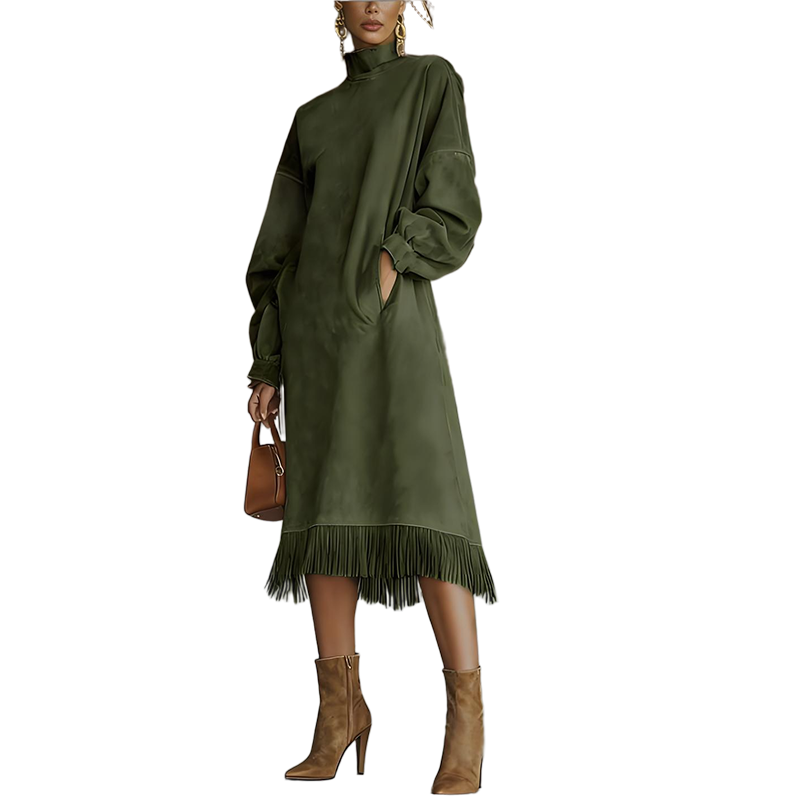Vestido Mujer Fluido de Ante Sintético