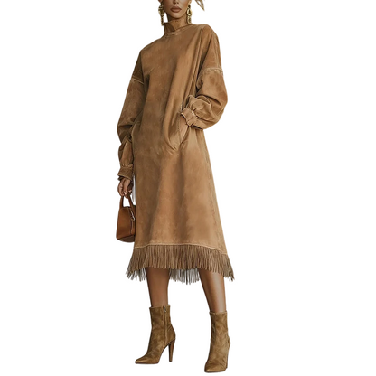Vestido Mujer Fluido de Ante Sintético