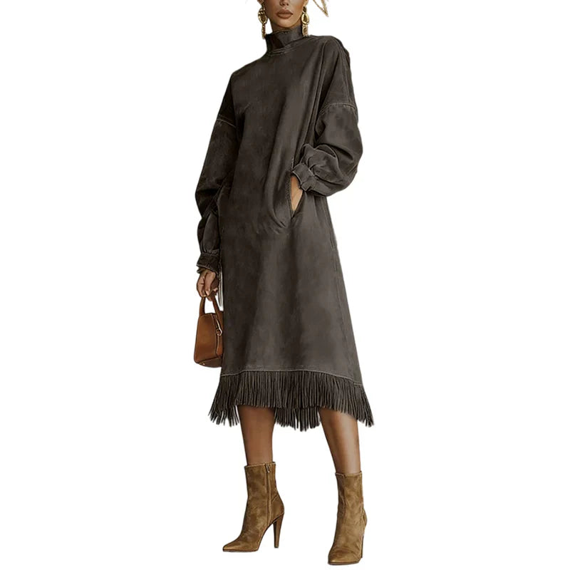 Vestido Mujer Fluido de Ante Sintético