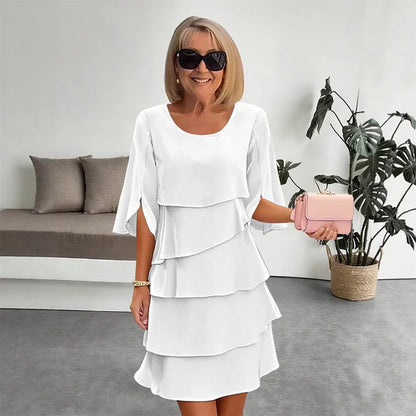 Vestido Mujer de Capas y Volantes Elegante