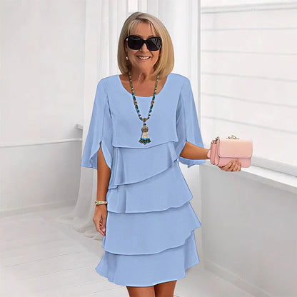 Vestido Mujer de Capas y Volantes Elegante