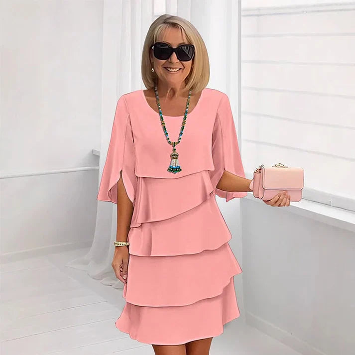 Vestido Mujer de Capas y Volantes Elegante