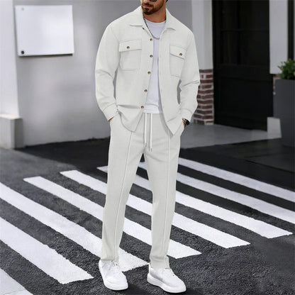 Conjunto Hombre Chaqueta Abotonada y Pantalón Waffle