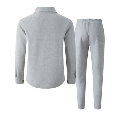 Conjunto Hombre Chaqueta Abotonada y Pantalón Waffle
