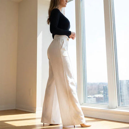 Pantalones Mujer Anchos Cintura Alta Cinturón Ajustable