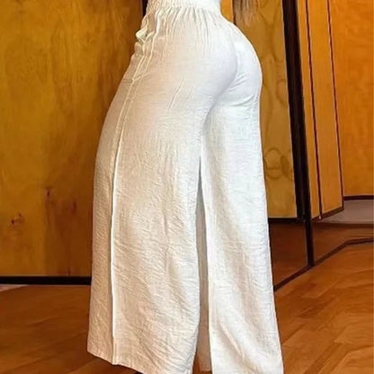 Pantalones Mujer Anchos Cintura Alta Cinturón Ajustable