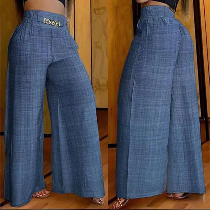 Pantalones Mujer Anchos Cintura Alta Cinturón Ajustable