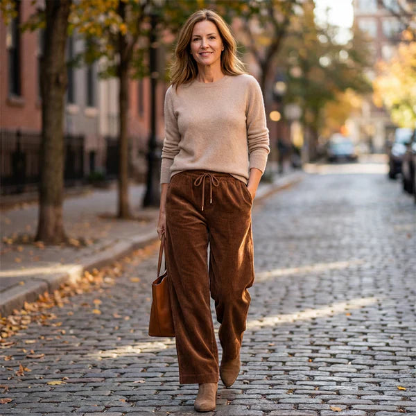 Pantalones Mujer de Pana Holgados Estilo Desenfadado