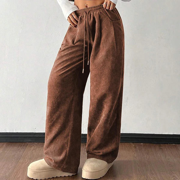 Pantalones Mujer de Pana Holgados Estilo Desenfadado