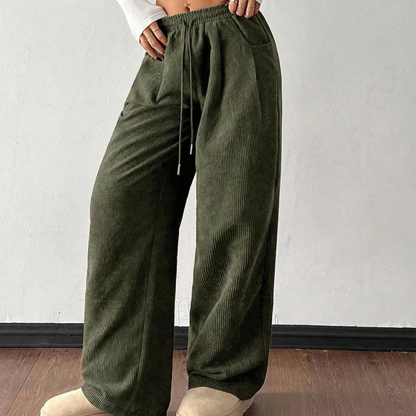 Pantalones Mujer de Pana Holgados Estilo Desenfadado