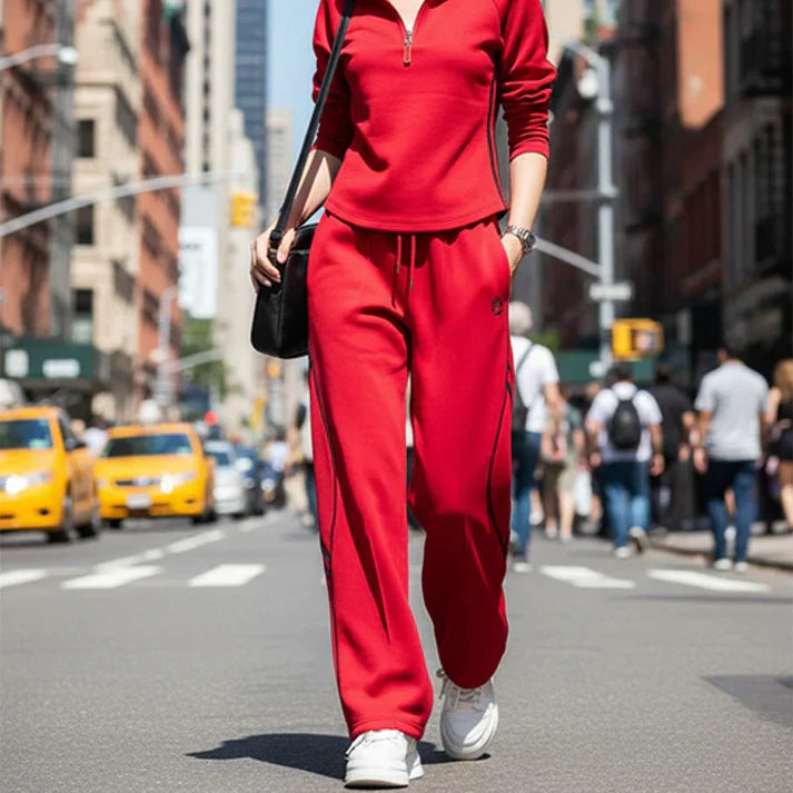 Conjunto Deportivo Mujer de Tejido Suave Media Cremallera