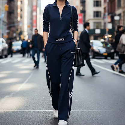 Conjunto Deportivo Mujer de Tejido Suave Media Cremallera
