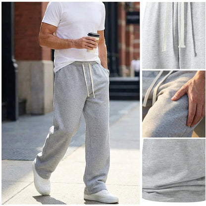 Pantalón Deportivo Hombre Algodón Holgado con Cordón y Bolsillos