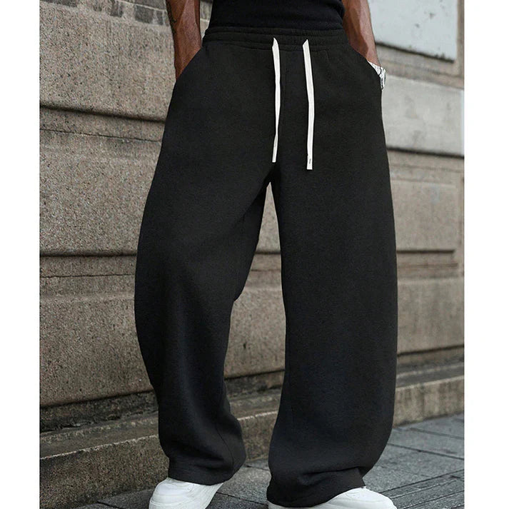 Pantalón Deportivo Hombre Algodón Holgado con Cordón y Bolsillos