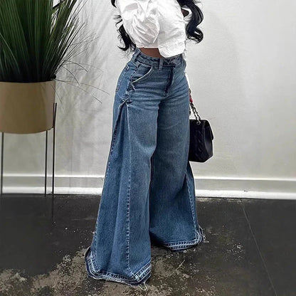 Vaqueros Mujer Oversize Cintura Alta Pierna Ancha
