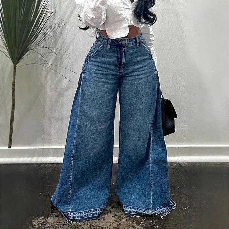 Vaqueros Mujer Oversize Cintura Alta Pierna Ancha