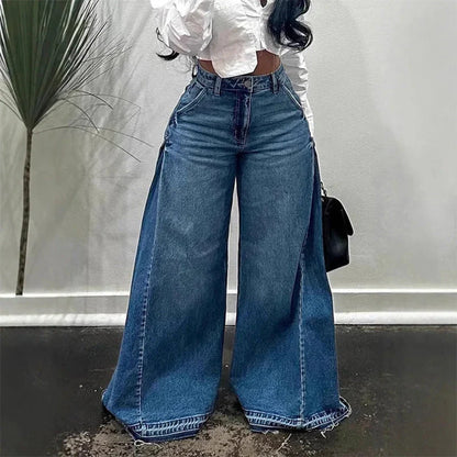 Vaqueros Mujer Oversize Cintura Alta Pierna Ancha