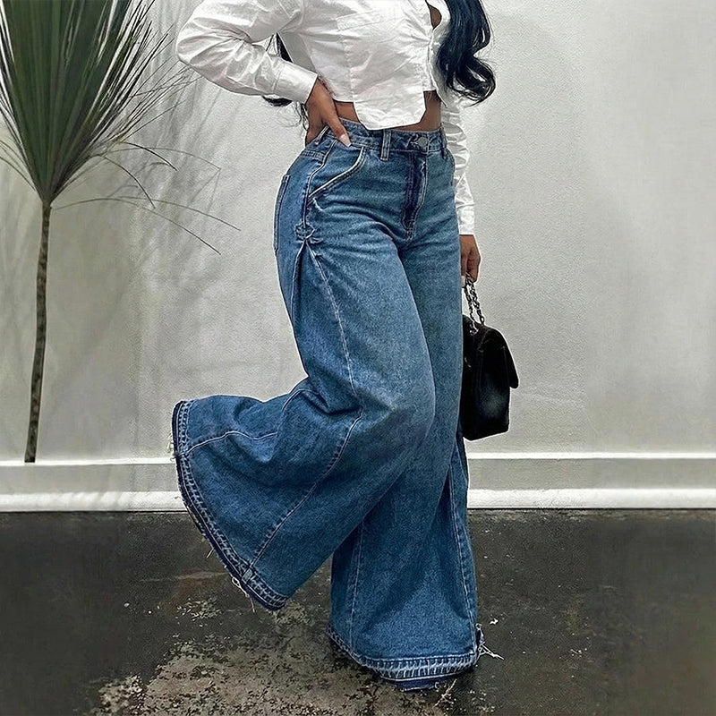 Vaqueros Mujer Oversize Cintura Alta Pierna Ancha