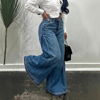 Vaqueros Mujer Oversize Cintura Alta Pierna Ancha