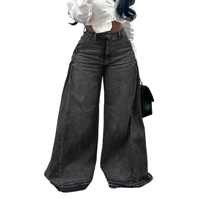 Vaqueros Mujer Oversize Cintura Alta Pierna Ancha