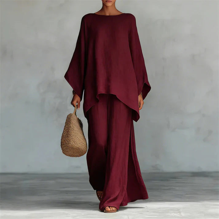 Conjunto Mujer Holgado Manga Larga y Pantalones Anchos