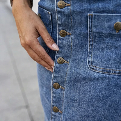 Falda Midi Mujer Vaquera con Botones