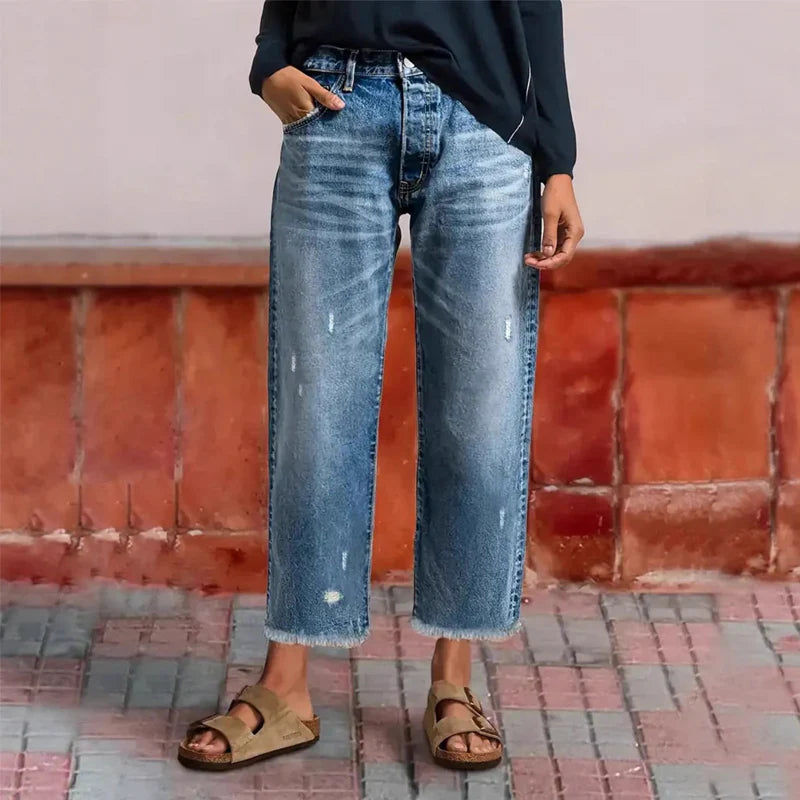 Pantalones Vaqueros Hombre Rectos Tobilleros
