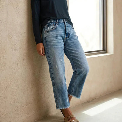 Pantalones Vaqueros Hombre Rectos Tobilleros