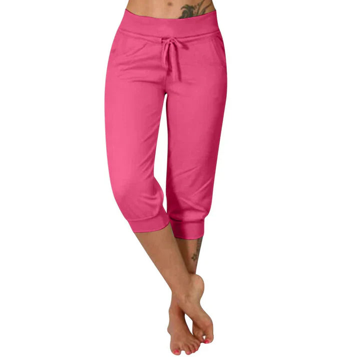 Pantalones Capri Mujer con Cordón en Cintura Ajustable