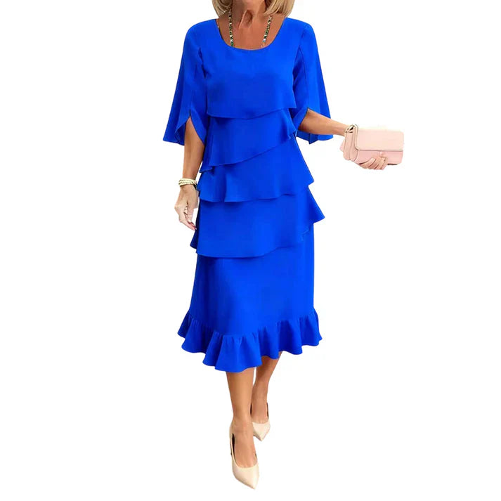 Vestido mujer elegante con mangas de volantes en capas