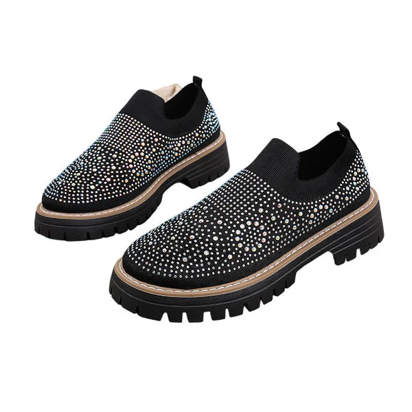 Mocasines Mujer sin Cordones con Pedrería Brillante