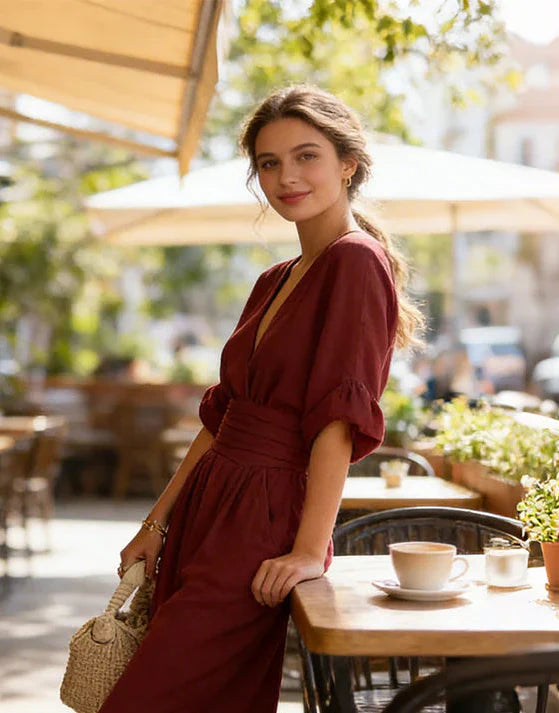 Mono Mujer Elegante Escote en V Pierna Ancha