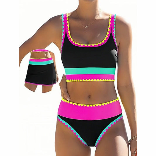 Bikini Mujer Piezas Cintura Alta Diseño Zigzag Playa - Mavetta