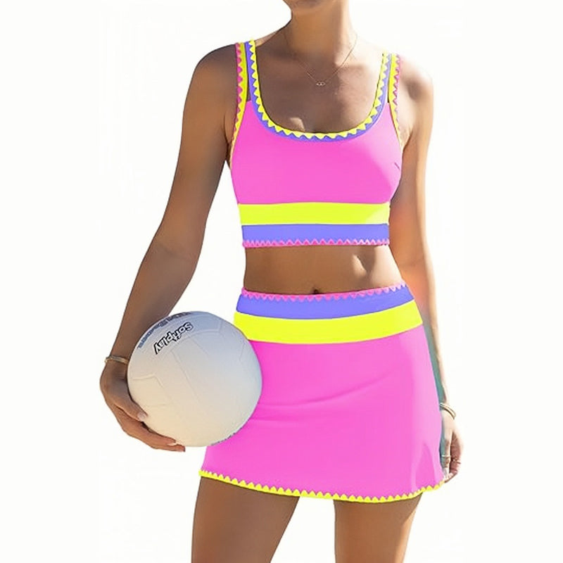 Bikini Mujer Piezas Cintura Alta Diseño Zigzag Playa