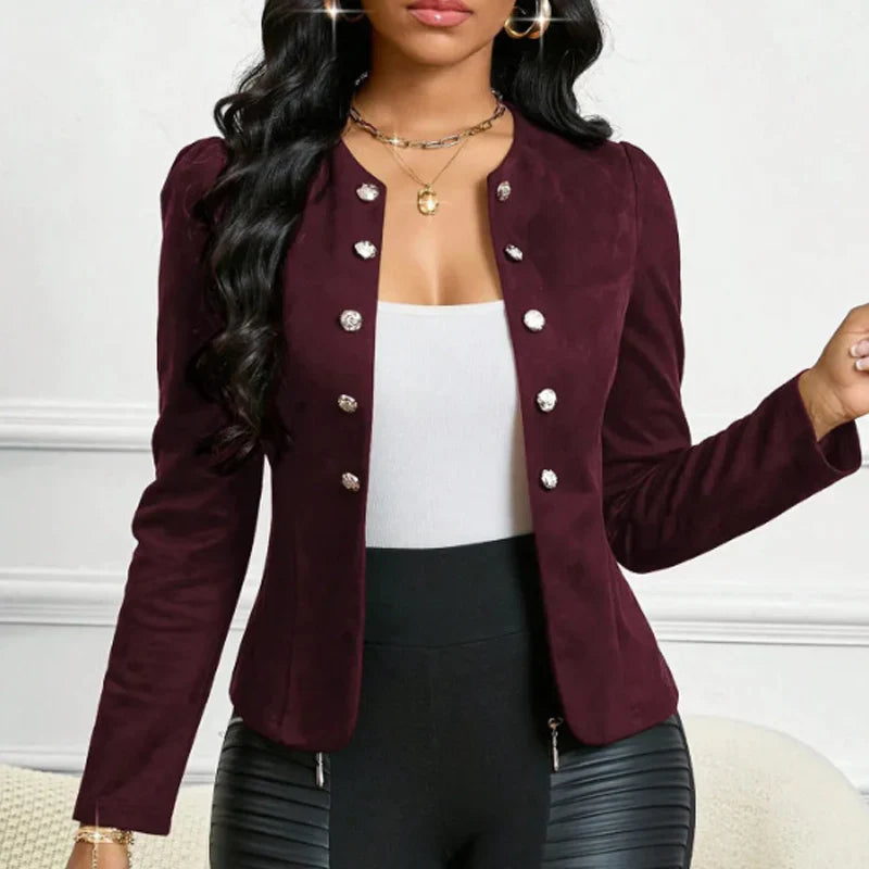 Chaqueta mujer de imitación de ante ajustada