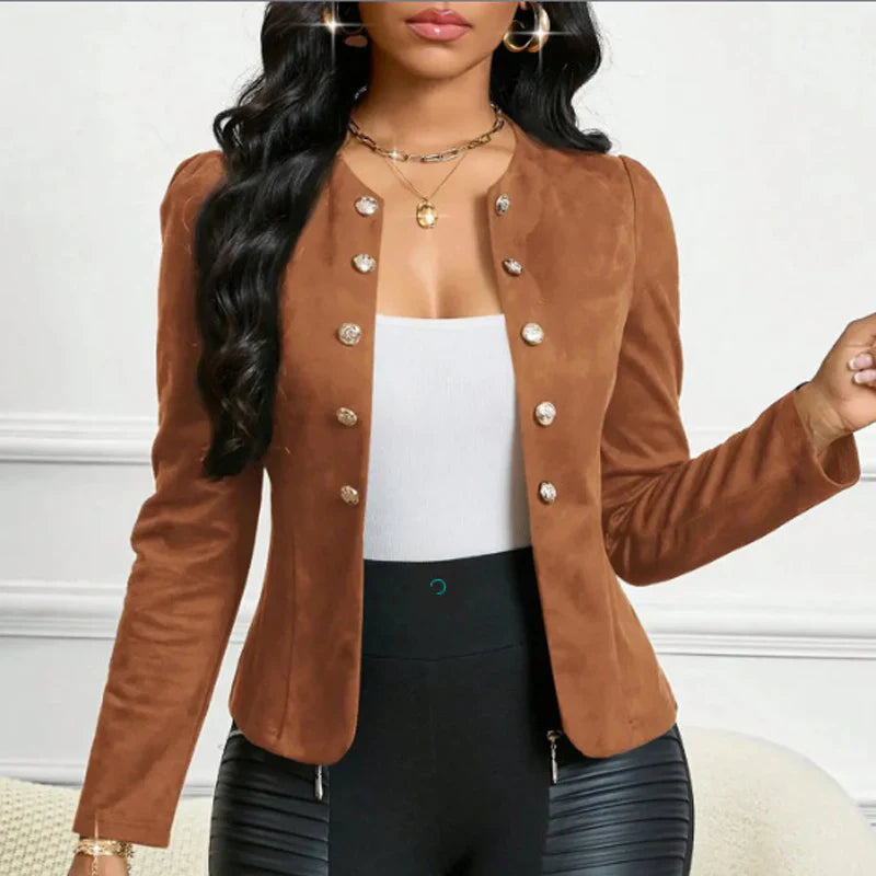 Chaqueta mujer de imitación de ante ajustada