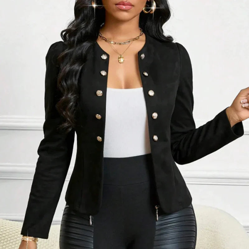 Chaqueta mujer de imitación de ante ajustada