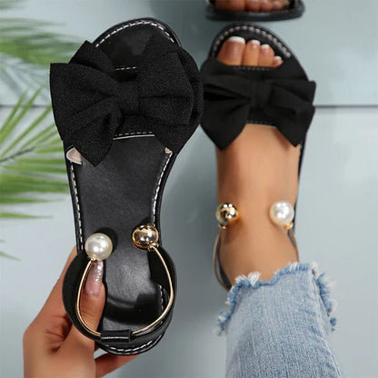 Sandalias Mujer de Tiras con Detalle de Perla Elegantes