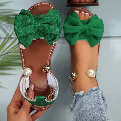 Sandalias Mujer de Tiras con Detalle de Perla Elegantes