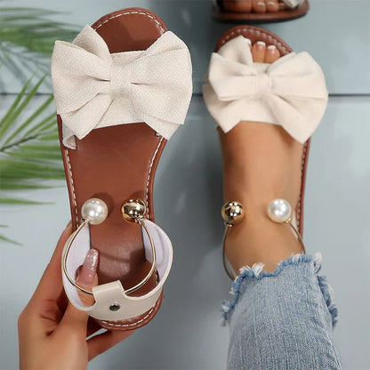 Sandalias Mujer de Tiras con Detalle de Perla Elegantes