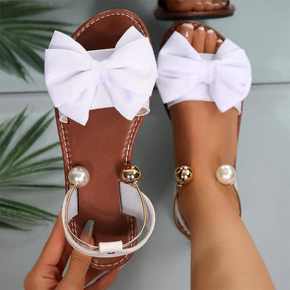 Sandalias Mujer de Tiras con Detalle de Perla Elegantes