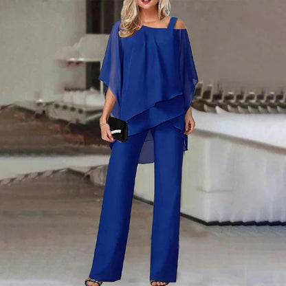 Conjunto Mujer de Gasa Plisada y Pantalón Ancho