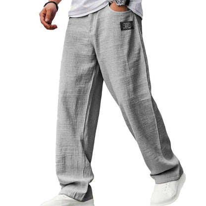 Pantalones Hombre de Algodón y Lino Transpirables Corte Comodo