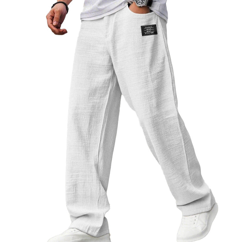 Pantalones Hombre de Algodón y Lino Transpirables Corte Comodo
