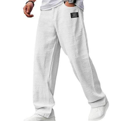 Pantalones Hombre de Algodón y Lino Transpirables Corte Comodo