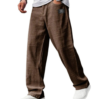 Pantalones Hombre de Algodón y Lino Transpirables Corte Comodo