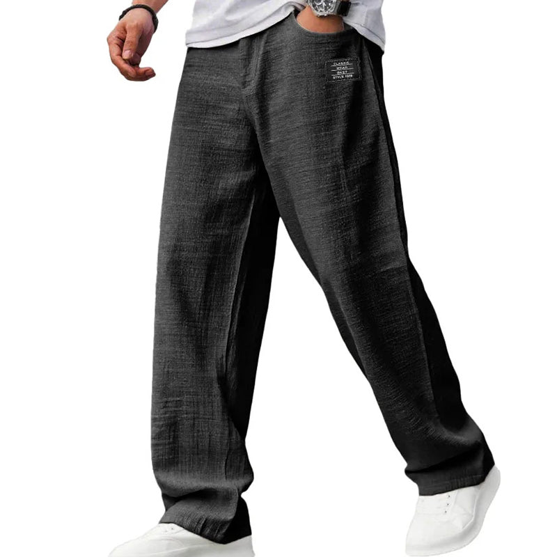 Pantalones Hombre de Algodón y Lino Transpirables Corte Comodo