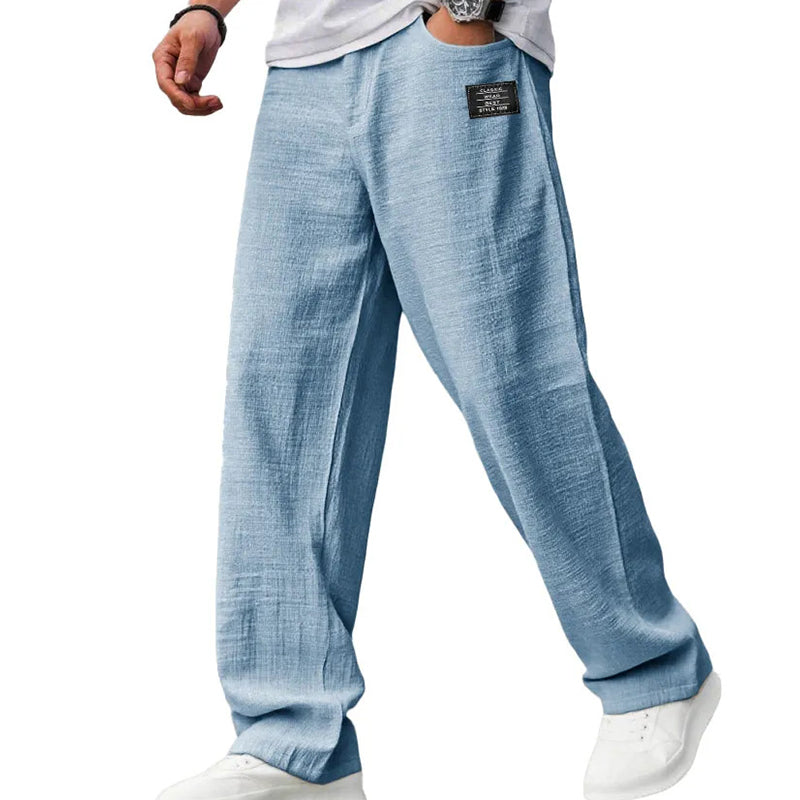 Pantalones Hombre de Algodón y Lino Transpirables Corte Comodo