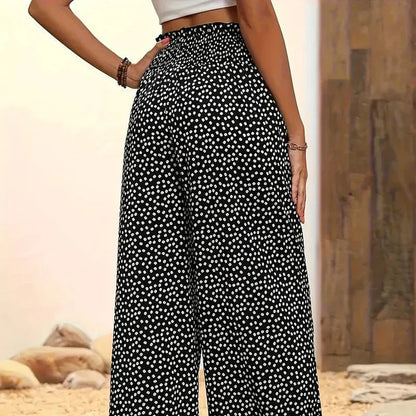 Pantalón ancho Mujer Tiro alto Cintura fruncida