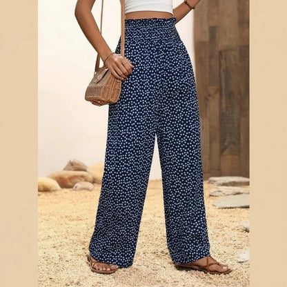 Pantalón ancho Mujer Tiro alto Cintura fruncida